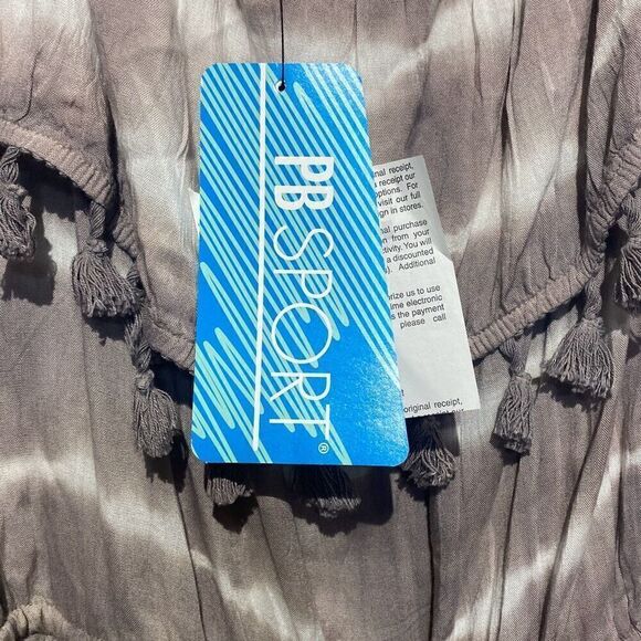 PB Sport Women's Khaki Beige Tassel Tie Dye Rayon Romper Cover-Up Size XL NWT - Picture 7 of 10